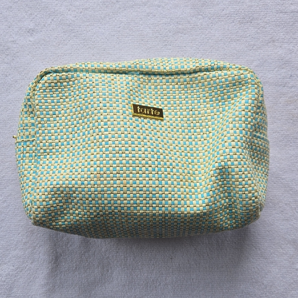 Tarte Woven Gold & Aqua Cosmetic Bag